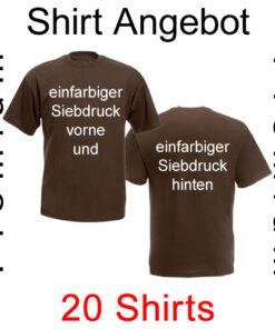 20 premium T-Shirts vorne und hinten einfarbig bedruckt