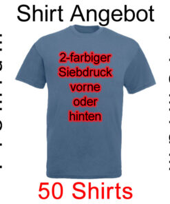 50 premium Shirts mit 2-farbigem Siebdruck mit deinem Motiv