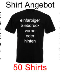 50 Premium Shirts einfarbig bedruckt mit deinem Motiv
