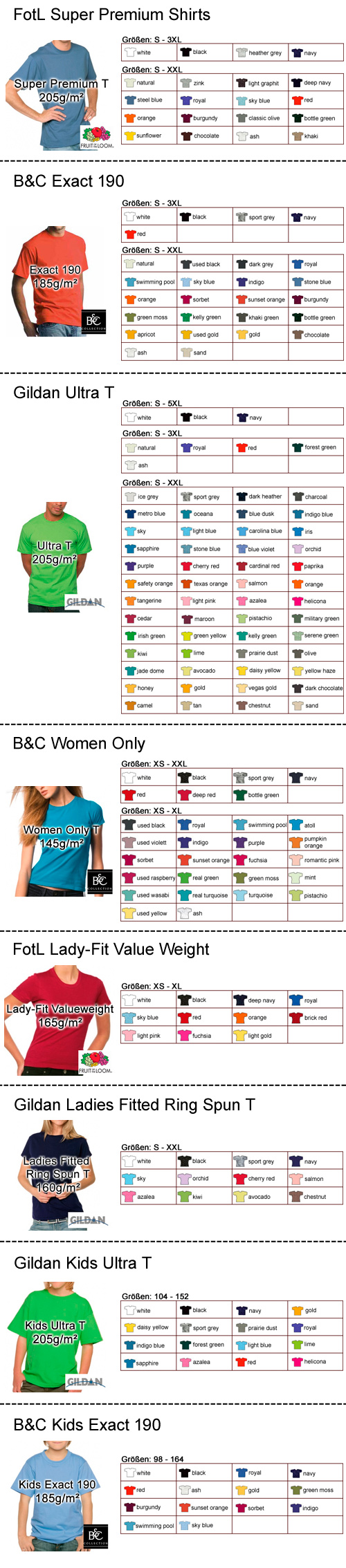 Shirtauswahl Premium Shirts